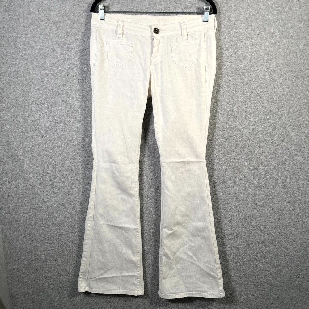 City Streets Flare Jeans Womens 3 White Denim Cotton Light Wash Streetwear